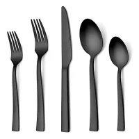 Juego de Cubiertos Earlston de Acero Inoxidable Negro Mate, Set de 20 Piezas GIBSON 138513.20