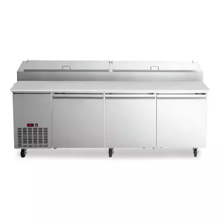 Mesa Refrigerada para Preparacion de Pizza de Acero Inoxidable 3 Puertas 93 Pulgadas U-STAR PICL3-E-HC