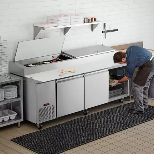 Mesa Refrigerada para Preparacion de Pizza de Acero Inoxidable 3 Puertas 93 Pulgadas U-STAR PICL3-E-HC