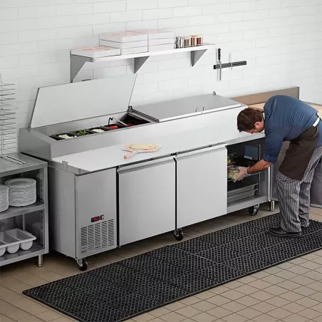 Mesa Refrigerada para Preparacion de Pizza de Acero Inoxidable 3 Puertas 93 Pulgadas U-STAR PICL3-E-HC