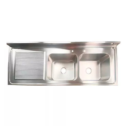 Fregadero de Pileta Doble del Lado Derecho de 180 x 60 x 88 Centimetros QUANTUM PRO PL1800D