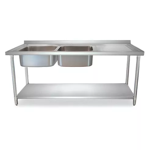 Fregadero de Pileta Doble del Lado Iquierdo de 180 x 60 x 88 Centimetros QUANTUM PRO PL1800I