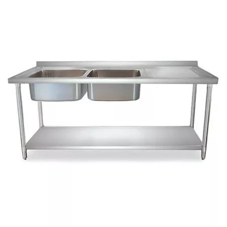 Fregadero de Pileta Doble del Lado Iquierdo de 180 x 60 x 88 Centimetros QUANTUM PRO PL1800I