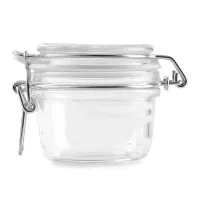 Frasco de Vidrio Transparente con Abrazadera de 160 Mililitros VETRO A-191