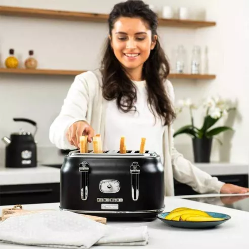 Tostador Retro de 4 Rebanadas Color Negro WESTINGHOUSE WKTT809BK