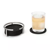 Portavasos Euro Plateado de Acero con 6 Posavasos TOVOLO 43578 2