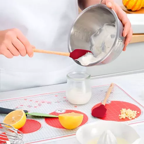 Espatula Mini Flex-Core de Silicon Rojo con Mango de Madera TOVOLO 60148-400