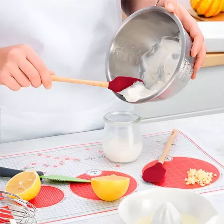 Espatula Mini Flex-Core de Silicon Rojo con Mango de Madera TOVOLO 60148-400