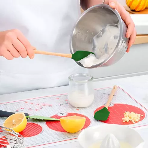 Espatula Mini Flex-Core de Silicon Verde con Mango de Madera TOVOLO 60149-500