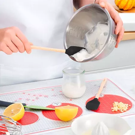 Espatula Flex-Core de Silicon Negro con Puno de Madera TOVOLO 1000244