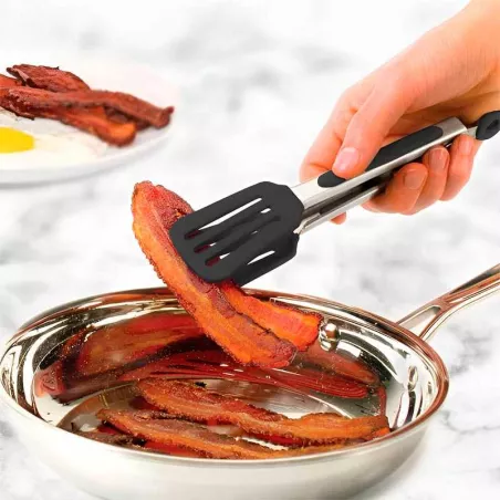 Pinza Espatula Mini de Acero Inoxidable 8.25 Pulgadas Negra TOVOLO 1000235