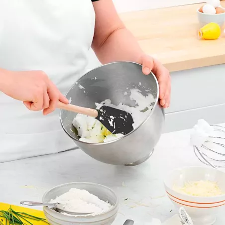 Espatula Rasqueta Flex-Core de Silicon Negro con Puno de Madera TOVOLO 1000241