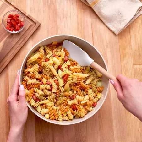 Espatula Cuchara Flex-Core de Silicon Blanco con Mango de Madera TOVOLO 1000143