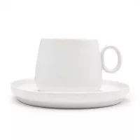 Taza con Plato de Ceramica de Color Blanco, Set de 2 Unidades TIPS HXT-058