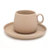 Taza con Plato de Ceramica de Color Cafe, Set de 2 Unidades TIPS HXT-056