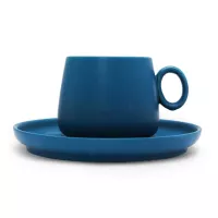 Taza con Plato de Ceramica de Color Azul, Set de 2 Unidades TIPS HXT-057