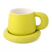 Taza con Plato de Ceramica de Color Amarillo, Set de 2 Unidades TIPS HXT-050