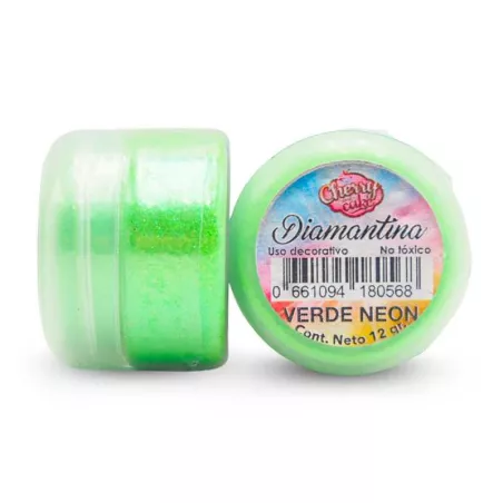 Diamantina Comestible, 8 Gramos, Color Verde Neon CHERRY AND CAKE DNTX44