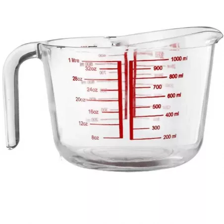 Taza para Medir de Vidrio Graduado de 1000 Mililitros MASTER CHEF B21011506-G