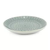 Plato Redondo de Ceramica  Diseno Mandala 20.7 Centimetros BELLARTE LDX-P00134