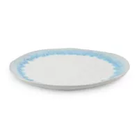 Plato Redondo de Ceramica 22 Centimetros Blanco con Celeste BELLARTE LDX-P00088