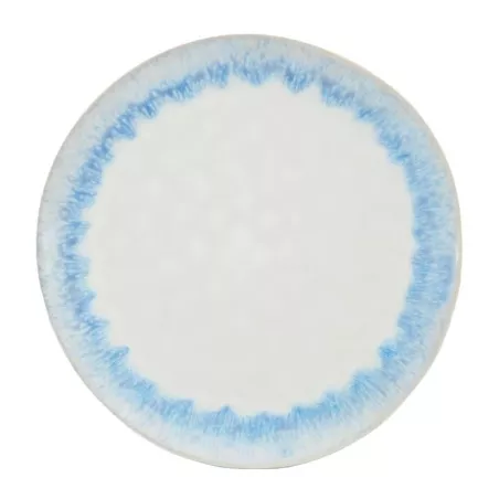 Plato Redondo de Ceramica 28 Centimetros Blanco con Azul BELLARTE LDX-P00087