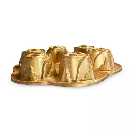 Molde Mini Chimenea de Rosas con 6 Cavidades de 9.5 Pulgadas Color Dorado TIPS XLL-002