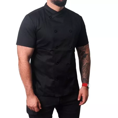 Gabacha Cruzada, Color Negra, Manga Corta, Talla M CHECKEDOUT CU102D0100A-M