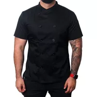 Gabacha Cruzada, Color Negra, Manga Corta, Talla L CHECKEDOUT CU102D0100A-L