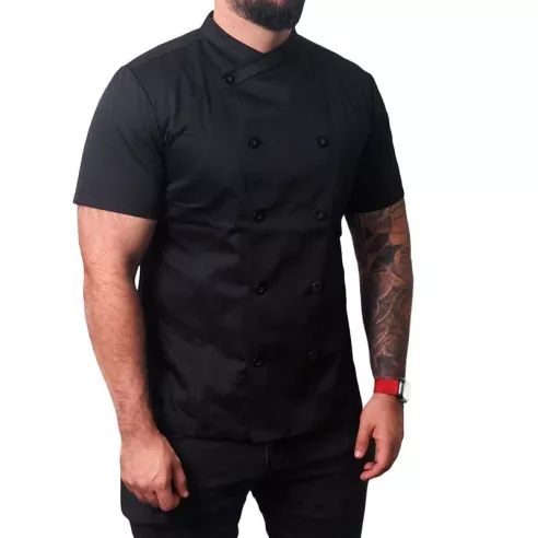 Gabacha Cruzada Negra Manga Corta Talla 2XL CHECKEDOUT CU102D0100A-2XL