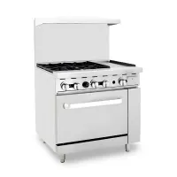 Cocina de 4 Quemadores con Horno y Plancha de 12 Pulgadas QUANTUM PRO EC-4-12GH