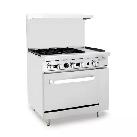 Cocina de 4 Quemadores con Horno y Plancha de 12 Pulgadas QUANTUM PRO EC-4-12GH