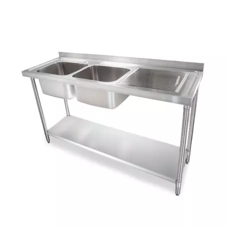 Fregadero de Pileta Doble al Lado Izquierdo de 150 x 60 x 35 Centimetros QUANTUM PRO PL1500I