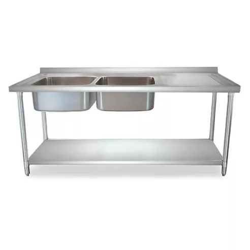 Fregadero de Pileta Doble al Lado Izquierdo de 150 x 60 x 35 Centimetros QUANTUM PRO PL1500I