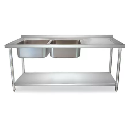 Fregadero de Pileta Doble al Lado Izquierdo de 150 x 60 x 35 Centimetros QUANTUM PRO PL1500I