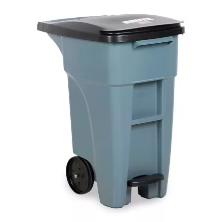 Baurero Plastico de Pedal Rollout de 2 Ruedas de 32 Galones, Color Gris RUBBERMAID 1971944