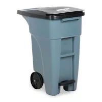 Baurero Rollout de 50 Galones con 2 Ruedas y Pedal, Color Gris RUBBERMAID 1971956