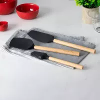 Cuchara Espatula de Bambu con Punta de Silicon Negro KITCHEN AID KQG630OHOBE 2