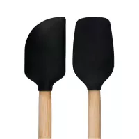 Espatulas Mini de Bambu con Punta de Silicon Negro KITCHEN AID KQG692OHOBE 2
