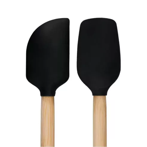 Espatulas Mini de Bambu con Punta de Silicon Negro KITCHEN AID KQG692OHOBE