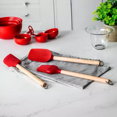 Brocha para Adobo de Madera de Abedul con Cabezal de Silicon Rojo 30 Centimetros KITCHEN AID KQR753OHERE
