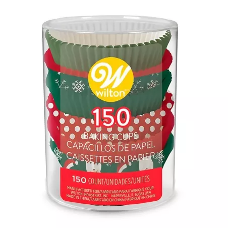 Capsulas para Cupcakes Estandar Surtidas Navidenas, Paquete de 150 Unidades WILTON 191011215