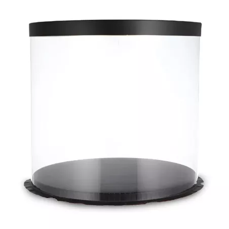 Caja Porta Queque Redonda Negra de 26 x 26 x 18 Centimetros MASTER CHEF 0761096