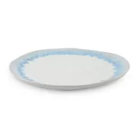 Plato Redondo de Ceramica 28 Centimetros Blanco con Azul BELLARTE LDX-P00087
