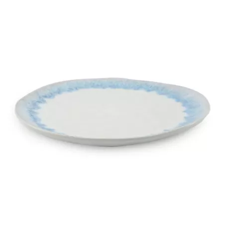 Plato Redondo de Ceramica 28 Centimetros Blanco con Azul BELLARTE LDX-P00087