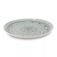 Plato Redondo de Ceramica 27 Centimetros Gris BELLARTE LDX-P00136