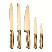 Cuchillos con Bloque Negro y Acabado de Bronce, Set de 5 Unidades KITCHENCRAFT MCKNBCOP 2
