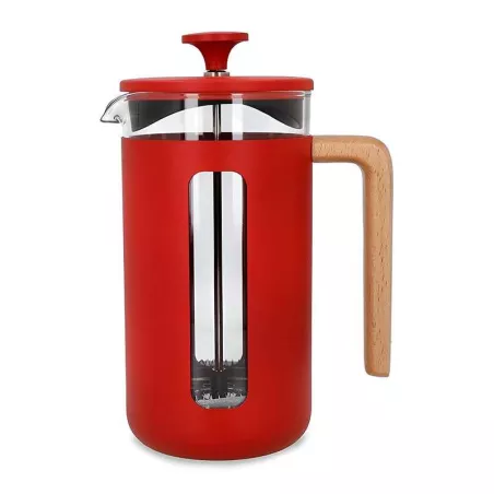 Cafetera Pisa con Manija de Madera de 8 Tazas Rojo LA CAFETIERE LCPISA8CPREDW