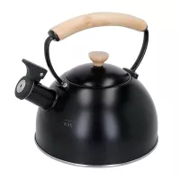 Tetera Silbante con Manija de Madera de 1600 Mililitros Negro LA CAFETIERE LCWHKETBLK