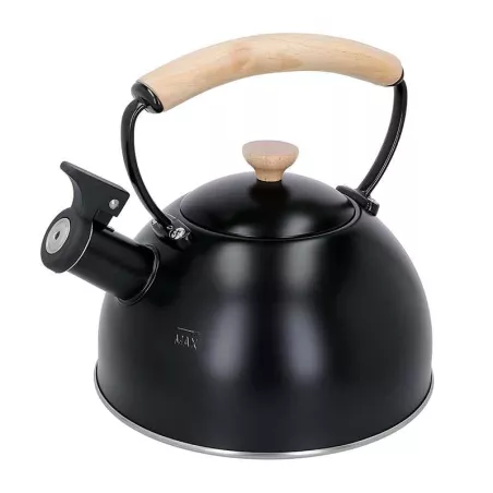 Tetera Silbante con Manija de Madera de 1600 Mililitros Negro LA CAFETIERE LCWHKETBLK
